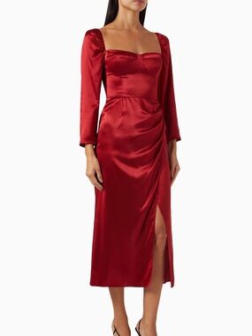 NEW Reformation Gloriana Silk Dress Red Size 10